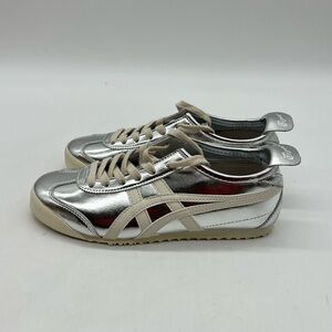 Onitsuka Tiger Mexico 66 Size 5.5 Women’s Sz 7 Silver Off-White leather Sneakers
